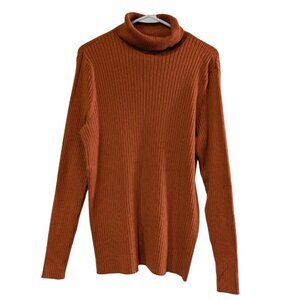 Lane Bryant Women's Fitted Ribbed Turtleneck Sweater, Orange, Plus Size 18/20